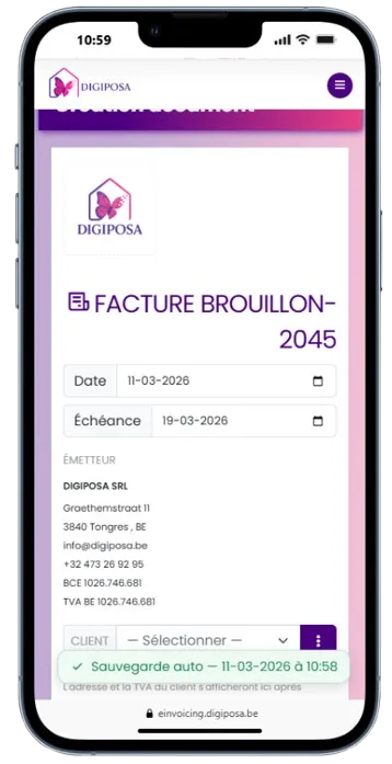 Digiposapp - Create invoice on smartphone