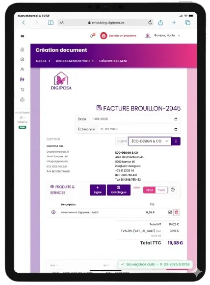 Digiposapp - Create invoice on tablet