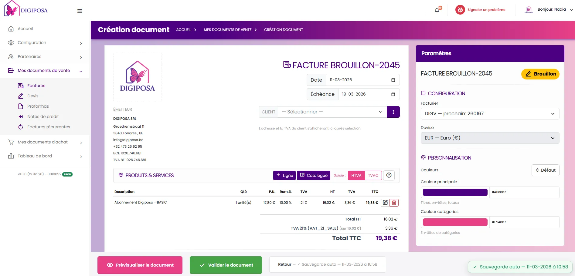 Digiposapp - Create invoice on computer