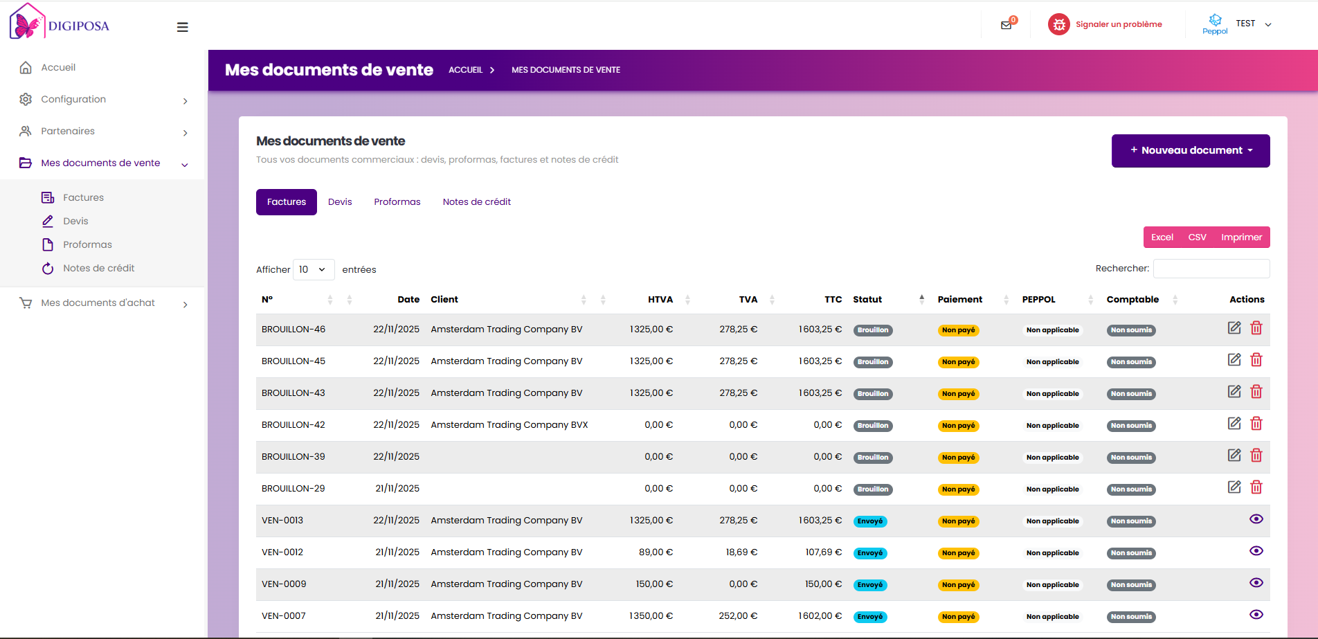 Liste des documents Digiposa
